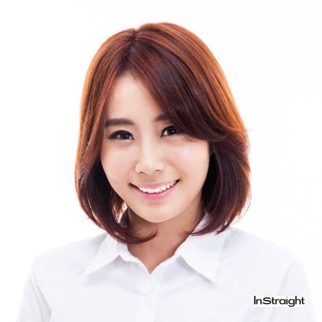 Korean with side-swept bangs but how to blow dry bangs like hers?